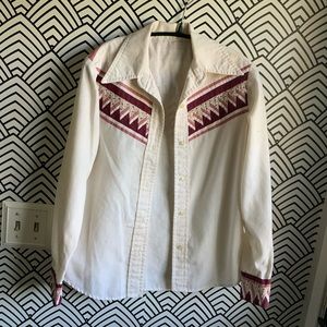 Cottage core vintage button down shirt handmade quilted shirt